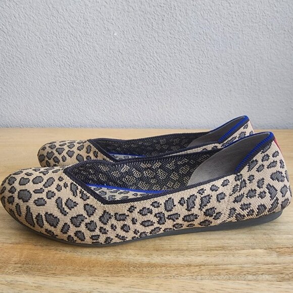 Rothy's The Flat Shoes Womens Size 8.5 EU 39 Leopard Knit Ballet Washable - Picture 5 of 12
